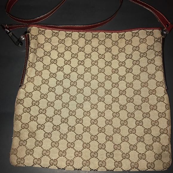 Gucci Handbags - Authentic Gucci GG Canvas Leather Crossbody Bag